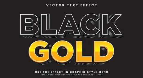 Black Gold shiny editable text effect Ilustración de archivo