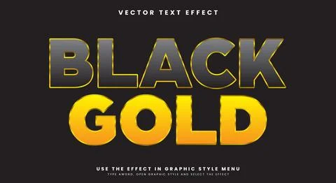 Black Gold style shiny editable text effect Ilustración de archivo