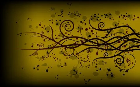 Black Golden Floral Background Vector Illustration Stock Illustration