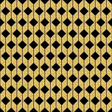 Black golden seamless pattern geometric shape chic luxury design Stock Illustration