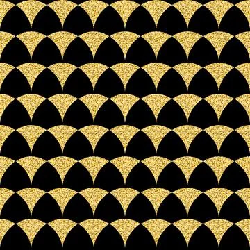 Black golden seamless pattern geometric shape chic luxury background Stock Illustration