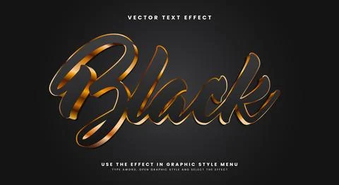 Black golden Style 3d editable text effect Template Stock Illustration
