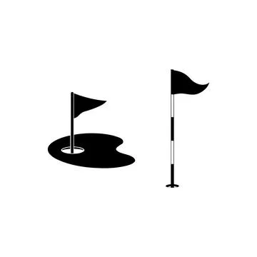 Black Golf Hole Flag. Vector icon. Stock Illustration