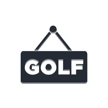 Black Golf label icon isolated on white background.  Vector Stock Illustration