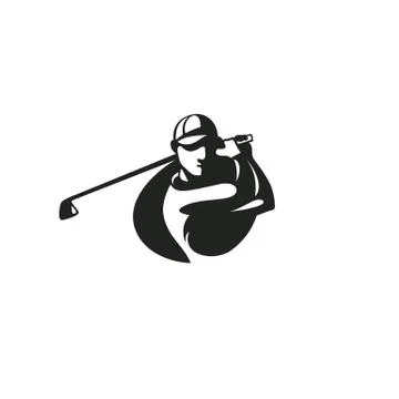 Black golf player logo templete vector illustration. Stock Illustration