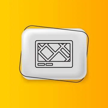 Black Gps device with map icon isolated on yellow background. Silver rectan.. Stock Illustration
