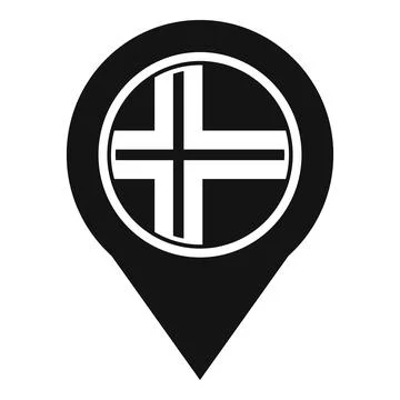 Black gps pointer icon showing location of hospital or medical facility Illustrazione stock