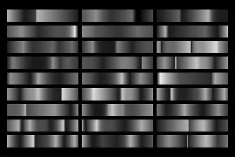 Black gradient collection. Shade of dark and gray metallic gradient pattern for Stock Illustration