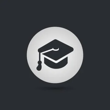 Black Graduation cap circle icon Stock Illustration