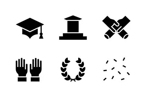 Black graduation cap, diploma scroll, clapping hands, laurel wreath, and sp.. Stock Illustration