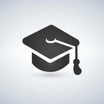 Black Graduation cap icon Illustrazione stock
