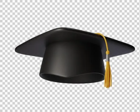Black Graduation cap or hat with golden Tassel Stock Illustration