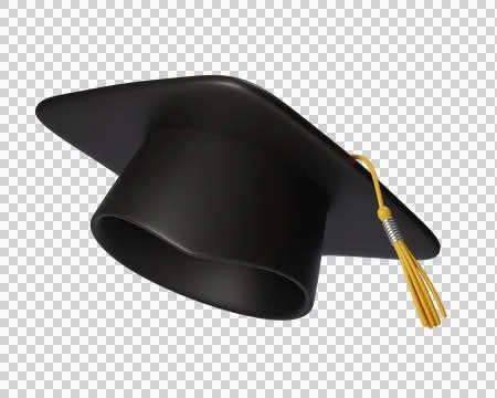 Black Graduation cap or hat with golden Tassel Stock Illustration