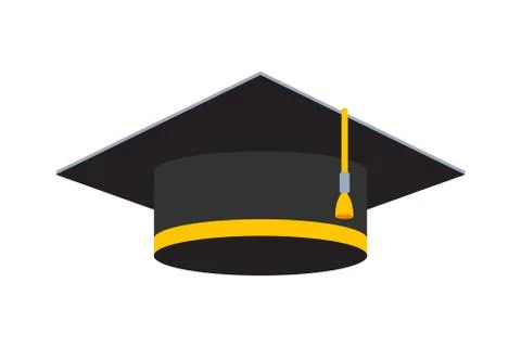 Black Graduation hat. Isolated vector illustration Stock Illustration