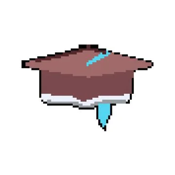 Black graduation hat pixel art vector illustration Stock Illustration