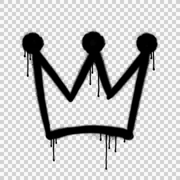 Black graffiti-style crown is appearing on transparent background showing drips Illustration