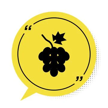 Black Grape fruit icon isolated on white background. Yellow speech bubble symbol イラスト素材
