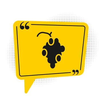 Black Grape fruit icon isolated on white background. Yellow speech bubble symbol イラスト素材