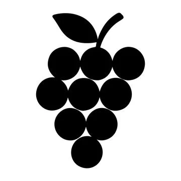 Black Grape Fruit Silhouette Icon Vector Isolated on White Background Ilustración de archivo