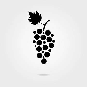 Black grapes icon with shadow Stock Illustration