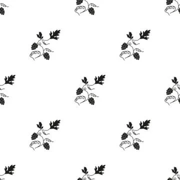 Black grapes pattern. Vector illustration Stock Illustration