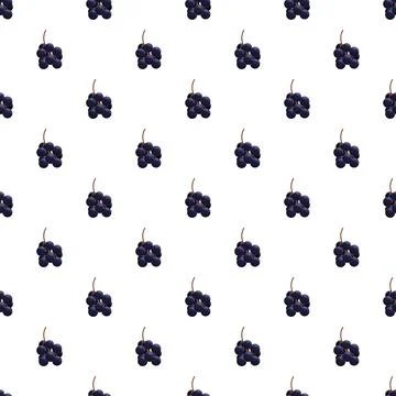 Black grapes seamless pattern creating food background Stockillustratie