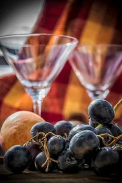 Black Grapes on a Table Stock Photos