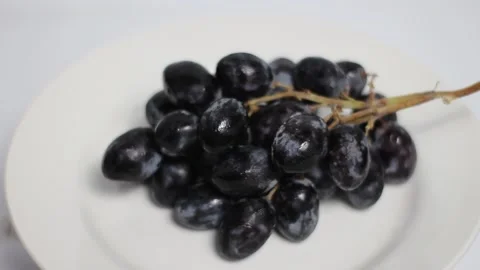Black Grapes On White Background Stock Footage 222437097