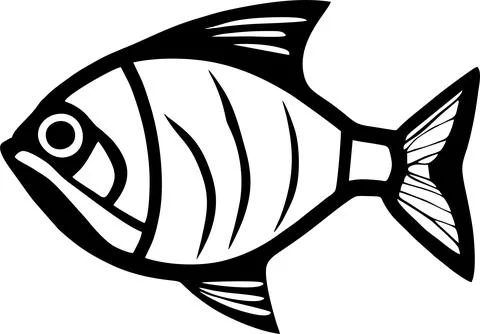 Black graphic drawing stylized fish on a white background, logotype, design Stock Illustration