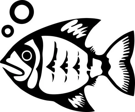 Black graphic drawing stylized fish on a white background, logotype, design Stock Illustration