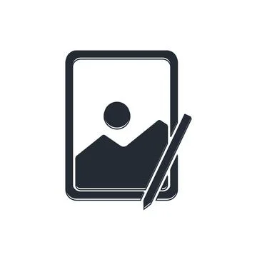 Black Graphic tablet icon isolated on white background.  Vector Stock Illustration