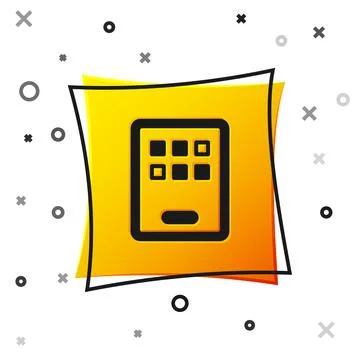 Black Graphic tablet icon isolated on white background. Yellow square butto.. Stock Illustration