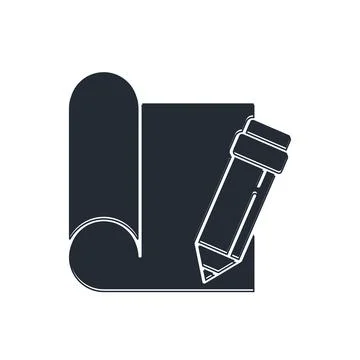 Black Graphing paper for engineering and pencil icon isolated on white back.. Stock Illustration