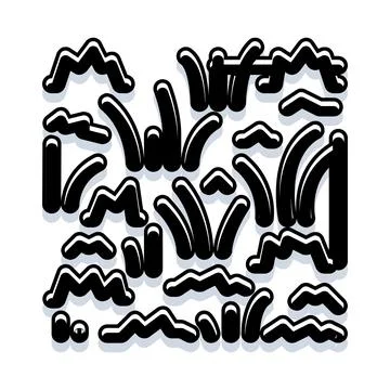 Black grass and foliage pattern illustration Illustrazione stock