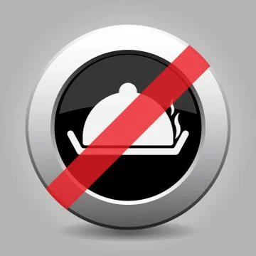 Black gray button, white serving tray banned icon Stock Illustration