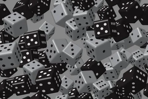 Black Gray Dice Seamless Pattern, 3D Illustration Stock Illustration