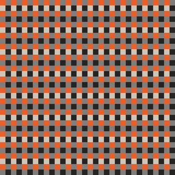 Black Gray Orange Seamless Small French Checkered Pattern. Little Colorful Fa Stock Illustration