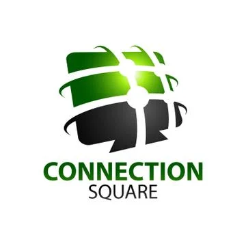 Black green abstract connection square logo concept design template Stock Illustration