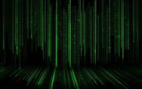 Black green binary system code background Stock Illustration