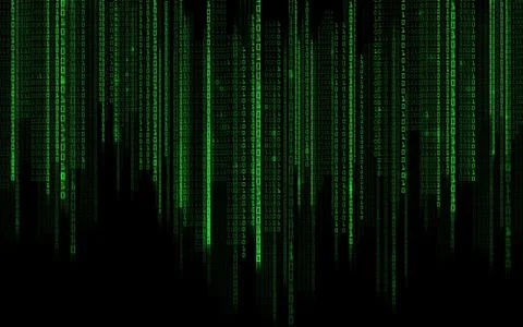 Black green binary system code background 写真素材
