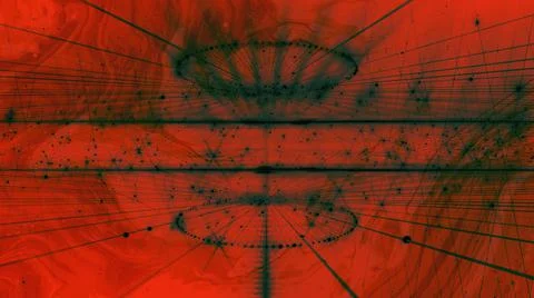 Black-green connected lines. Abstract red background Stock Illustration