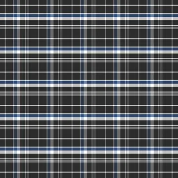 Black grey and blue checkered plaid pattern texture for gift wrapping Stock Illustration