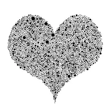Black Grey Bubbles Heart Random Dots. Stock Illustration