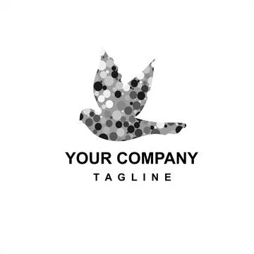 Black grey dot bird digital company logo and vector icon Stock Illustration