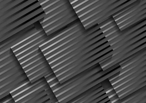 Black grey geometric striped abstract tech minimal background Stock Illustration