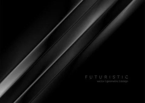 Black grey glossy smooth stripes abstract tech geometric background Stock-Illustration