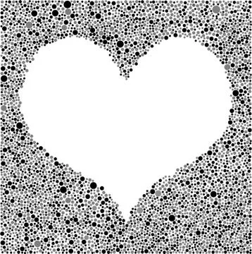 Black Grey Heart Frame Random Dots. 스톡 일러스트