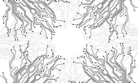 Black grey line circuit computer technology futuristic on white background Stock Illustration