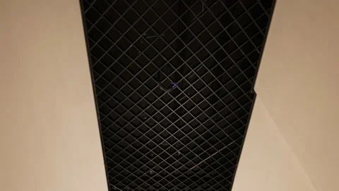 Black grid ceiling with integrated lighting in modern interior Stock Footage 342611138