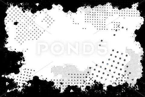 Black grunge border frame on white background Stock Illustration